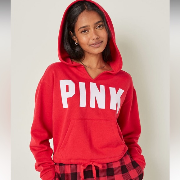 Victoria’s Secret Pink Oversized Cropped Hoodie - Picture 2 of 5
